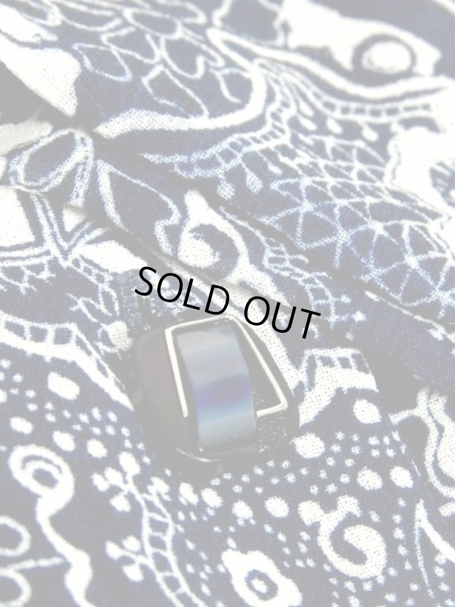 画像18: スカーフプリント ネイビー ホワイト 首元リボン 70年代 ウエストゴム 半袖 昭和レトロ 国産古着 レトロワンピース 【6864】 (18)