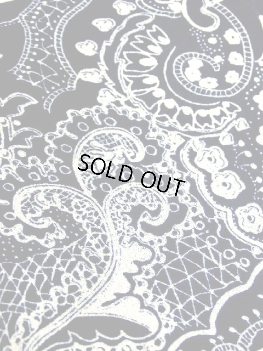 画像17: スカーフプリント ネイビー ホワイト 首元リボン 70年代 ウエストゴム 半袖 昭和レトロ 国産古着 レトロワンピース 【6864】 (17)