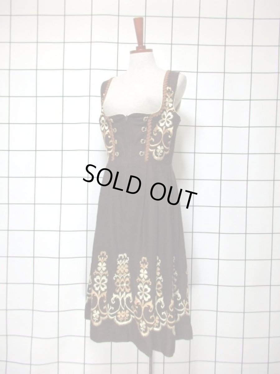 画像2: RoseDirndl AUSBAYERN 刺繍 ブラウン フロントジッパー ノースリーブ クラシカル ディアンドル チロルワンピース ドイツ民族衣装 舞台 演奏会 フォークダンス オクトーバーフェスト 【6896】 (2)