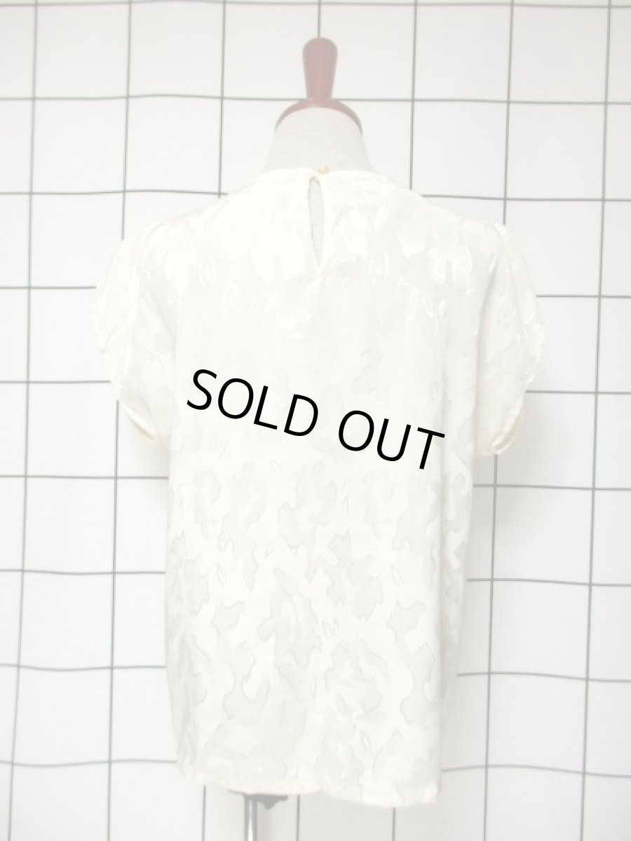 画像5: アート柄 アイボリー タックデザイン レトロ USA古着 ノースリーブ シャツ ヴィンテージブラウス (5)