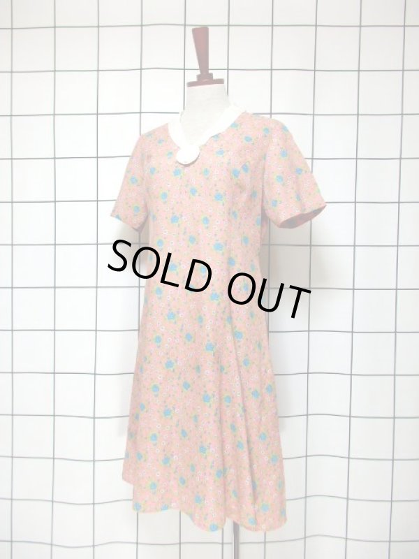 60年代 花柄 ピンク 乙女ガーリー 可憐 レトロ 半袖 ヨーロッパ古着