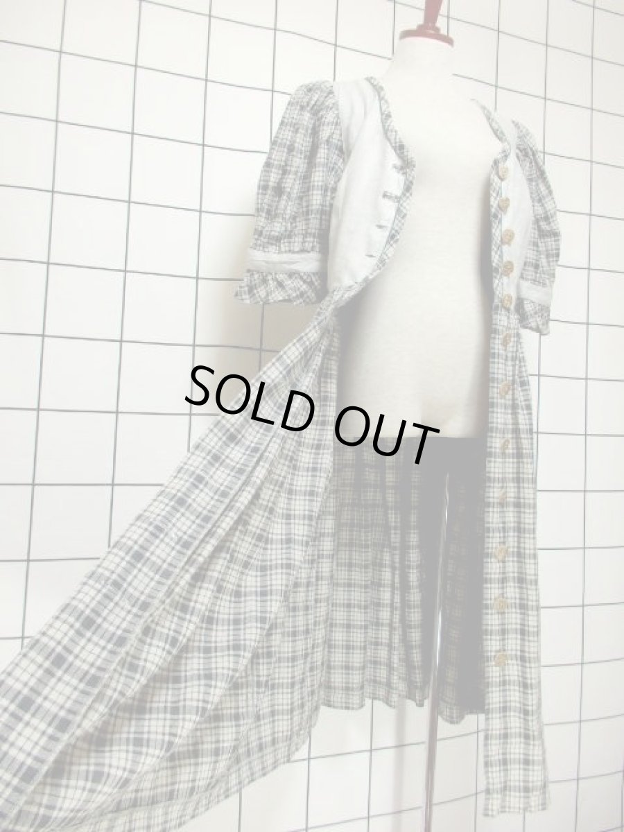 画像15: チェック柄 グレー モノトーン 前開き 切り替えし 袖あり フォークロア ディアンドル チロルワンピース ドイツ民族衣装 舞台 演奏会 フォークダンス オクトーバーフェスト【6949】 (15)