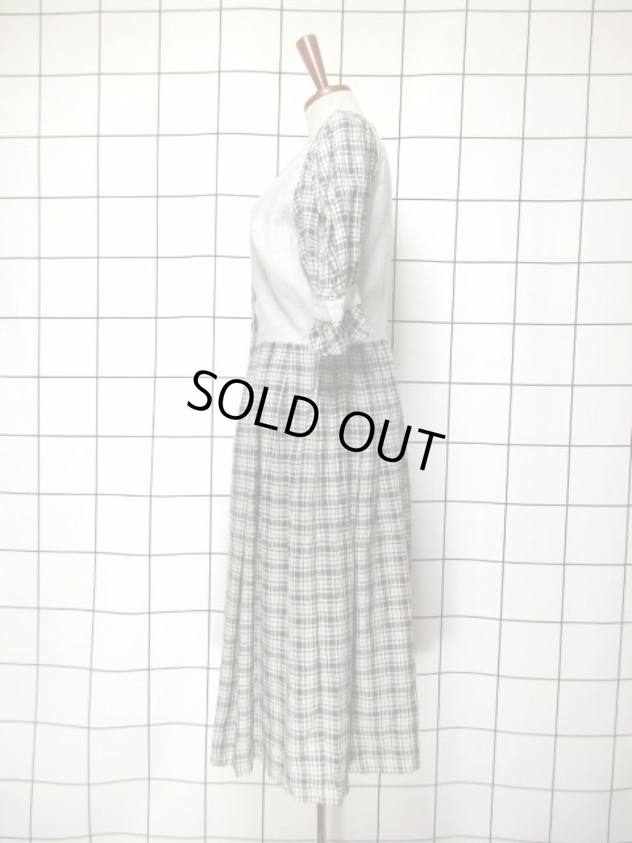 画像7: チェック柄 グレー モノトーン 前開き 切り替えし 袖あり フォークロア ディアンドル チロルワンピース ドイツ民族衣装 舞台 演奏会 フォークダンス オクトーバーフェスト【6949】 (7)