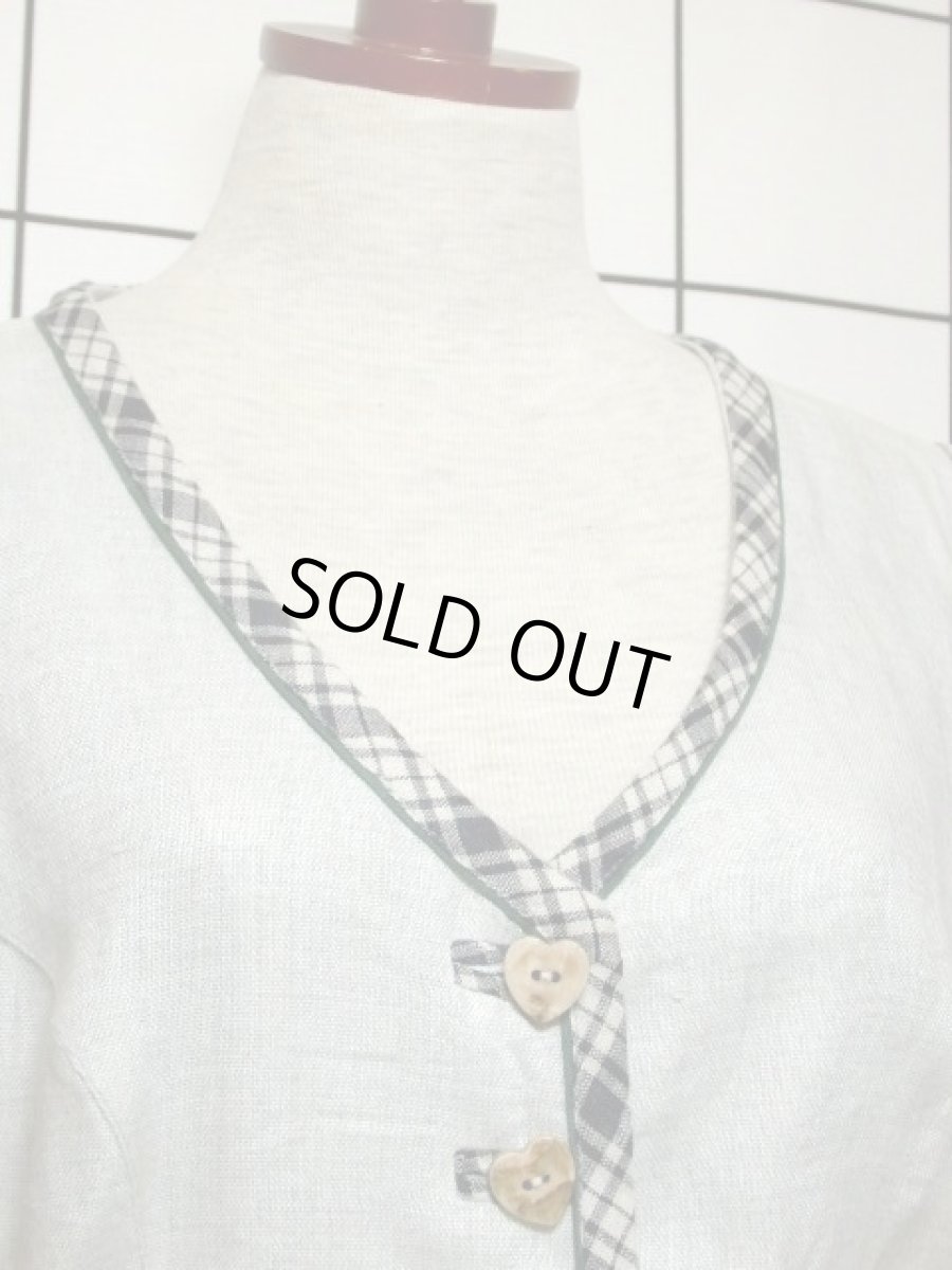 画像3: チェック柄 グレー モノトーン 前開き 切り替えし 袖あり フォークロア ディアンドル チロルワンピース ドイツ民族衣装 舞台 演奏会 フォークダンス オクトーバーフェスト【6949】 (3)