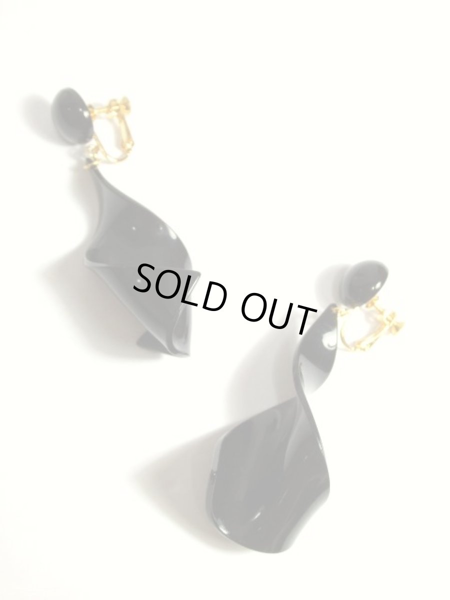 画像2: レトロアンティーク ヴィンテージイヤリング ブラック【7911】 (2)