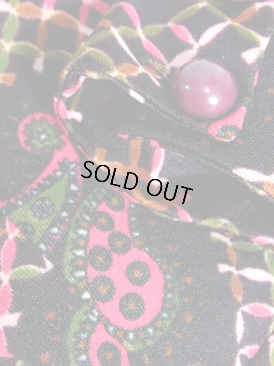 画像18: ペイズリーモチーフ 大きな襟 ダークブラウン 長袖 レトロ ヨーロッパ古着 ヴィンテージワンピース【6997】  (18)