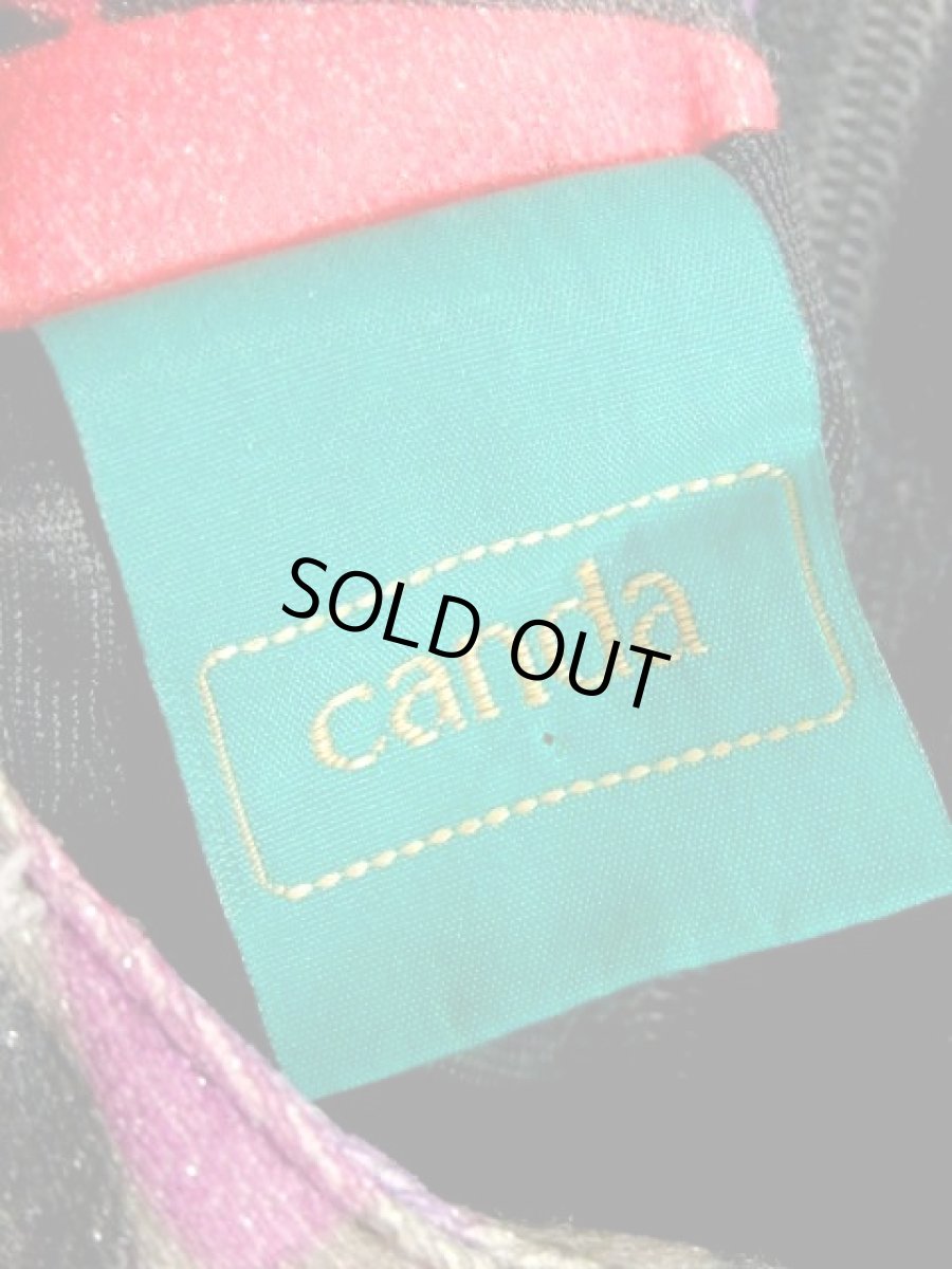 画像19: サイケ アート柄 パープル レッド ブラック ウエストゴム ラメ レトロ 長袖 ヨーロッパ古着 ヴィンテージワンピース【7012】 (19)