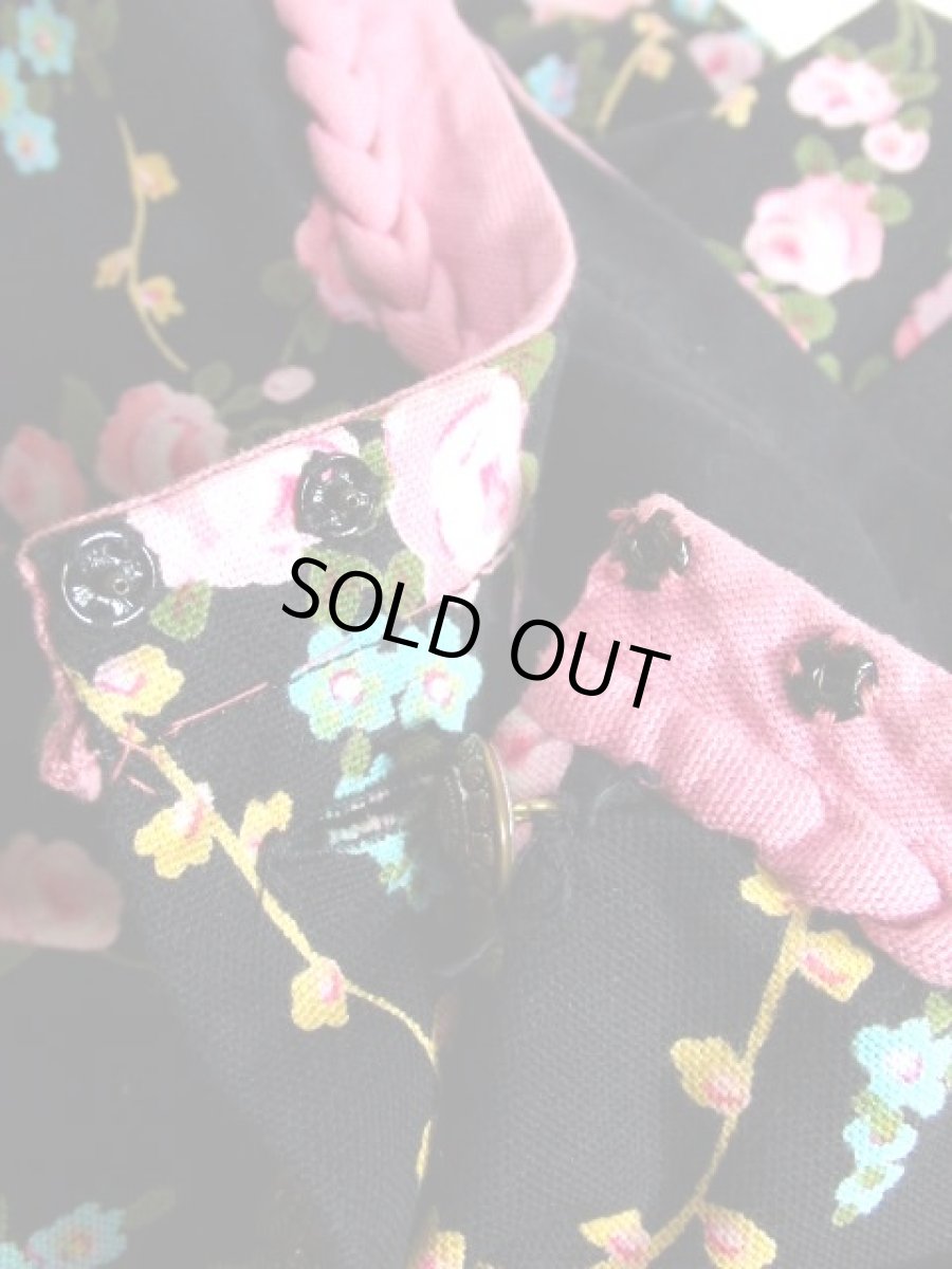 画像15: 花柄 ブラック 黒 袖あり ディアンドル チロルワンピース ドイツ民族衣装 舞台 演奏会 フォークダンス オクトーバーフェスト 【7021】 (15)