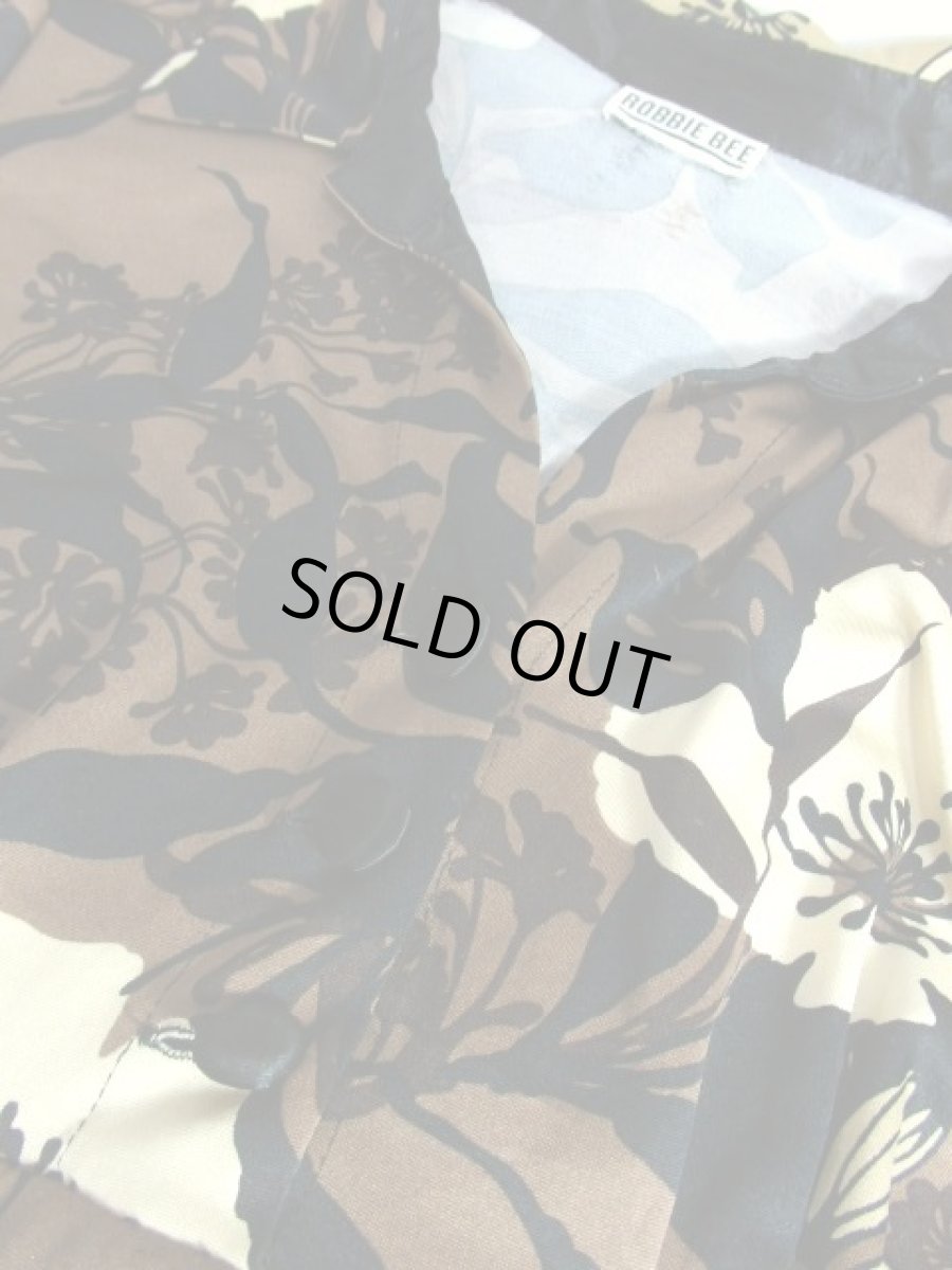 画像16: レトロモダン 花柄 ブラウン ブラック ベージュ レトロ 半袖 USA古着 ヴィンテージワンピース【7030】 (16)