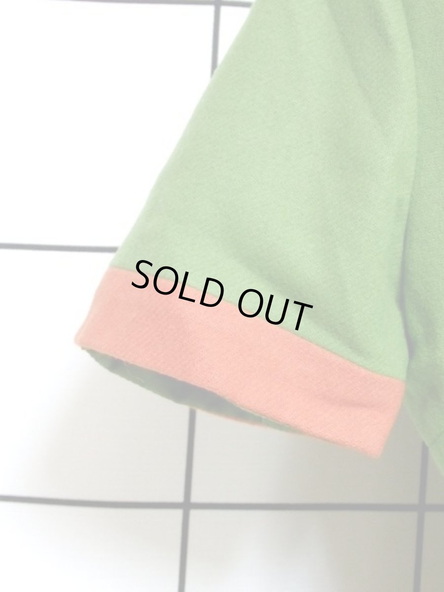 画像4: デンマーク製 ウール グリーン オレンジ バイカラー 半袖 レトロ ヨーロッパ古着 ヴィンテージワンピース【7051】 (4)