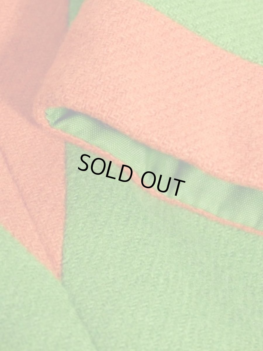 画像14: デンマーク製 ウール グリーン オレンジ バイカラー 半袖 レトロ ヨーロッパ古着 ヴィンテージワンピース【7051】 (14)