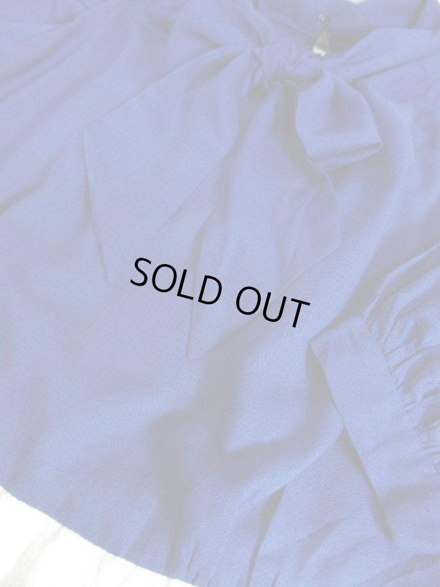 画像13: レース切り替えし ホワイト ブルー 首元リボン ヨーロッパ古着 ヴィンテージワンピース【7063】 (13)