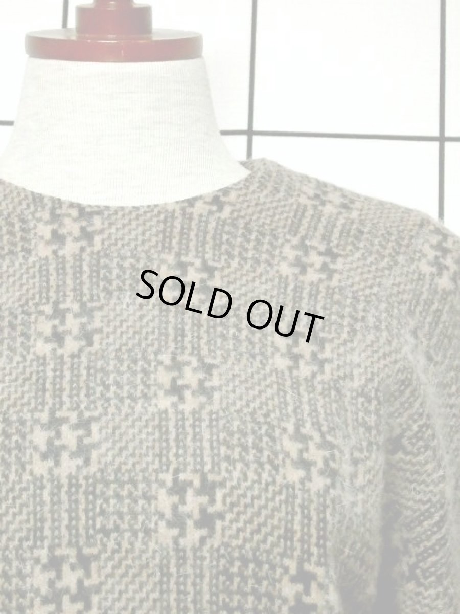 画像9: オンワード ニット ベージュ ブラック ウエストゴム 長袖 昭和レトロ 国産古着 レトロヴィンテージワンピース【7070】 (9)