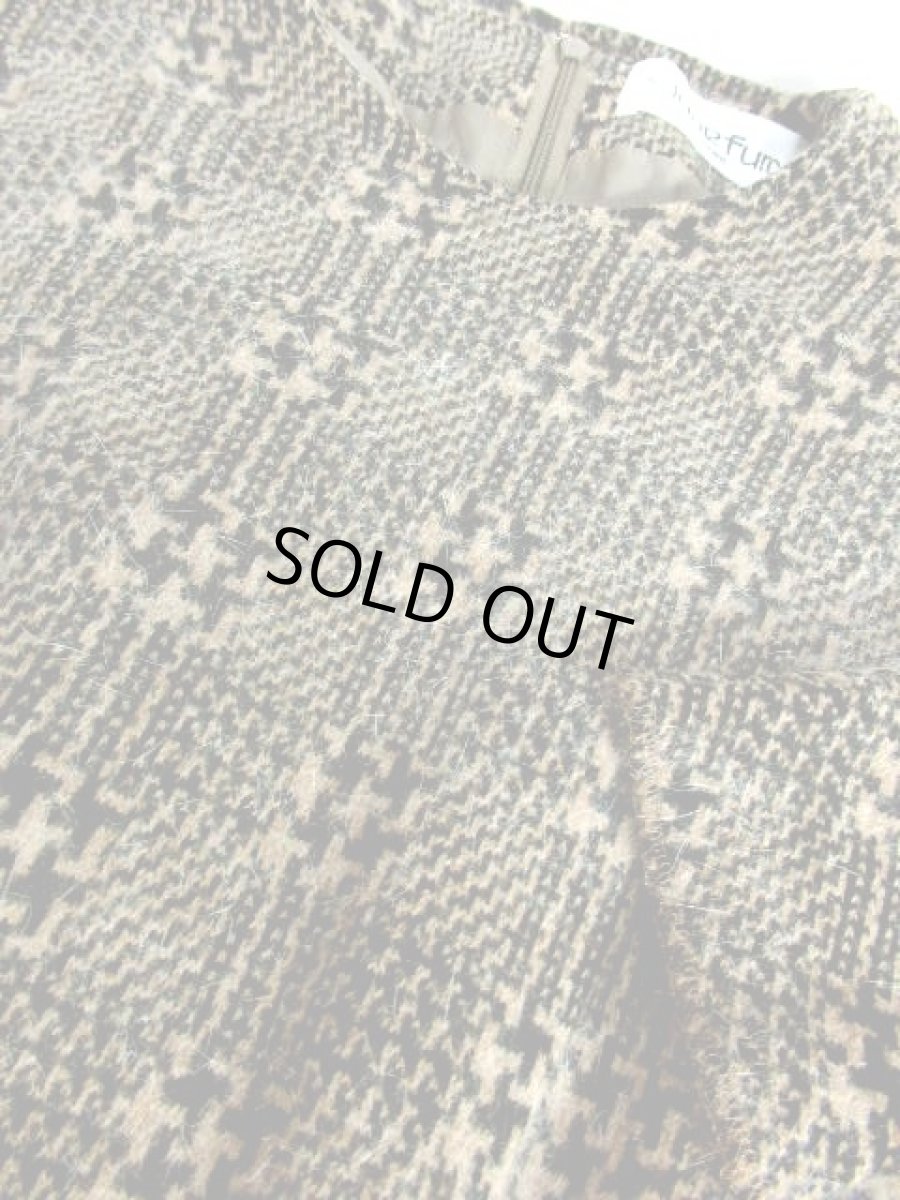 画像12: オンワード ニット ベージュ ブラック ウエストゴム 長袖 昭和レトロ 国産古着 レトロヴィンテージワンピース【7070】 (12)