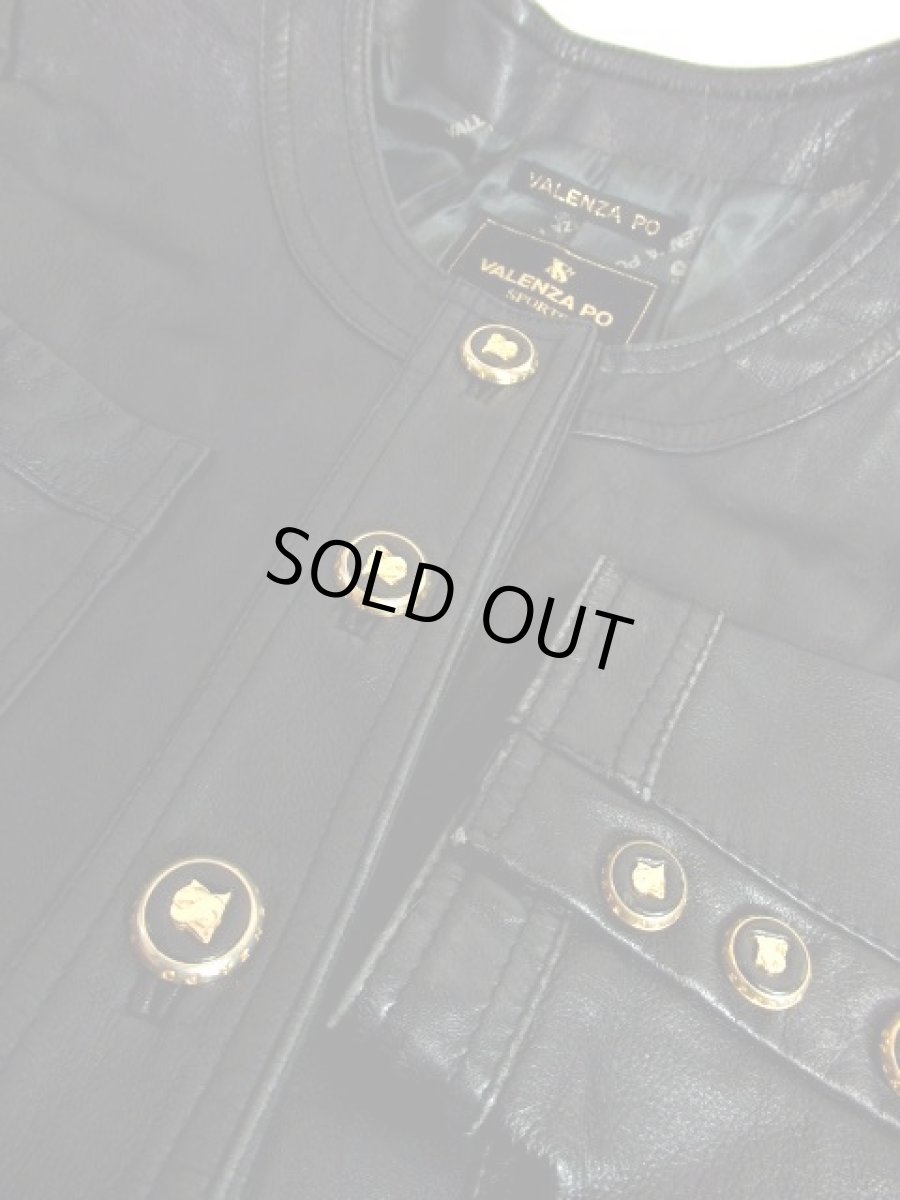 画像11: 本革レザー ブラック ノーカラー レトロ ヨーロッパ古着 ヴィンテージジャケット (11)