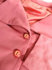画像13: ペプラムデザイン 大きな襟 ピンク レトロ ヨーロッパ古着 長袖 ヴィンテージジャケット (13)
