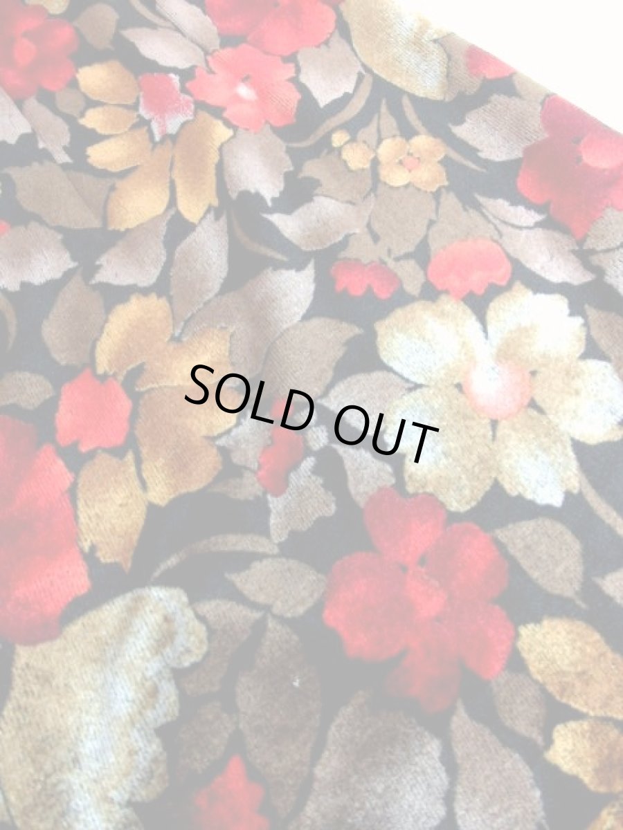 画像13: ベロア 花柄 長袖 昭和レトロ 国産古着 レトロワンピース【7123】 (13)