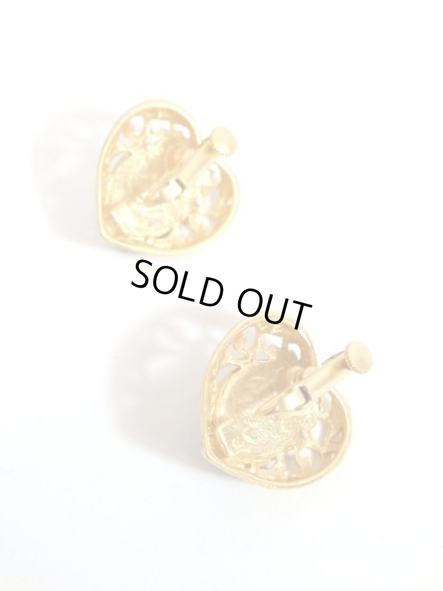 画像4: レトロアンティーク ヴィンテージイヤリング ハート 大ぶり【3892】 (4)