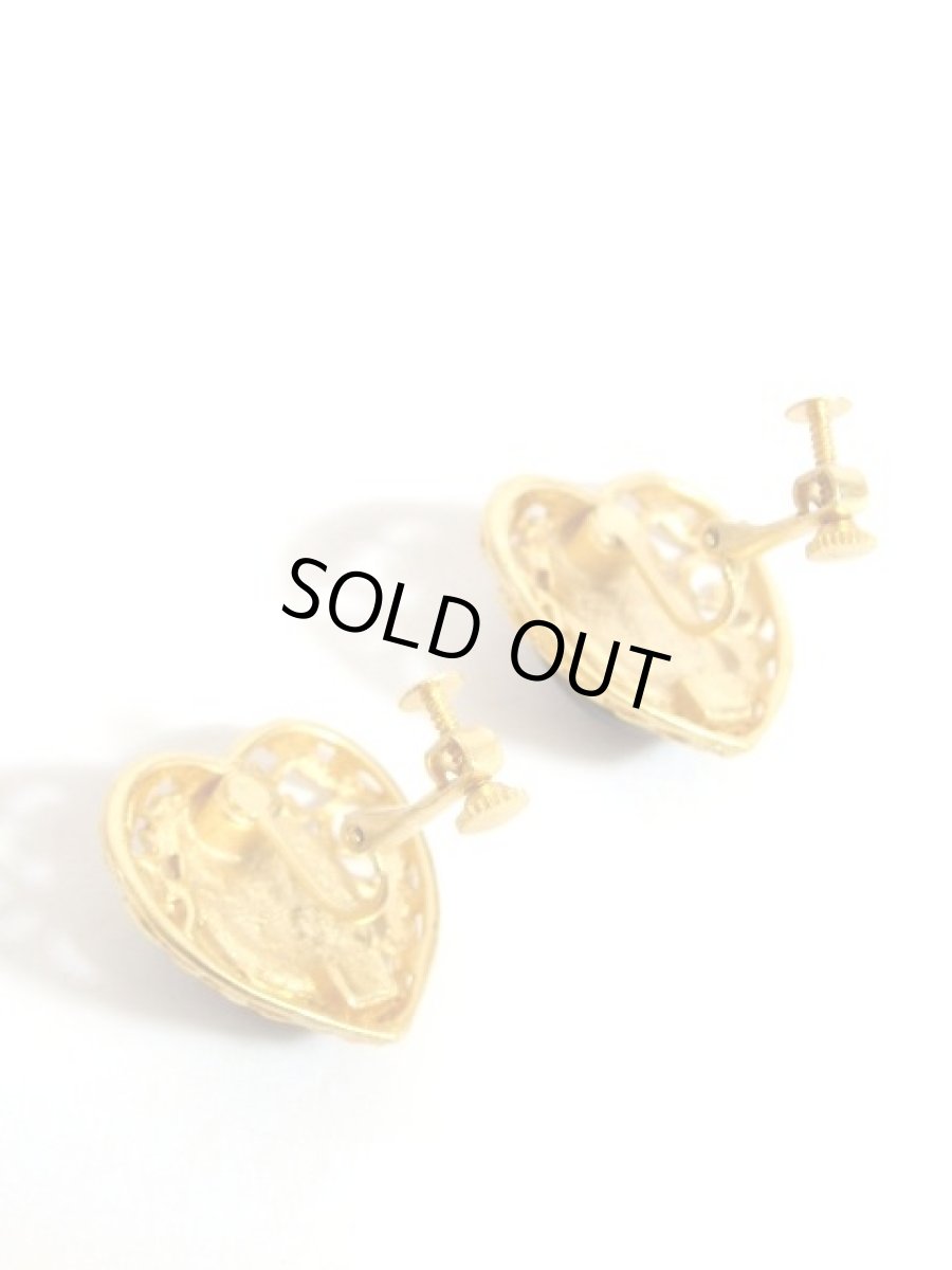 画像5: レトロアンティーク ヴィンテージイヤリング ハート 大ぶり【3892】 (5)