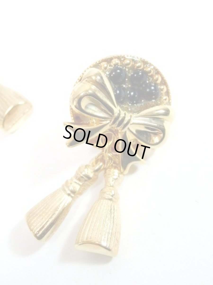 画像3: レトロアンティーク ヴィンテージイヤリング リボン タッセルモチーフ【4284】 (3)