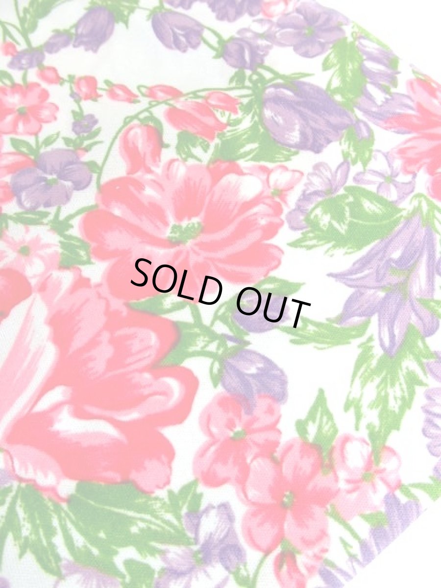 画像14: パーティースタイルにもおすすめ ホワイト 白 70's 花柄 ストライプ レトロ ヨーロッパ古着 ヴィンテージドレス【7160】 (14)