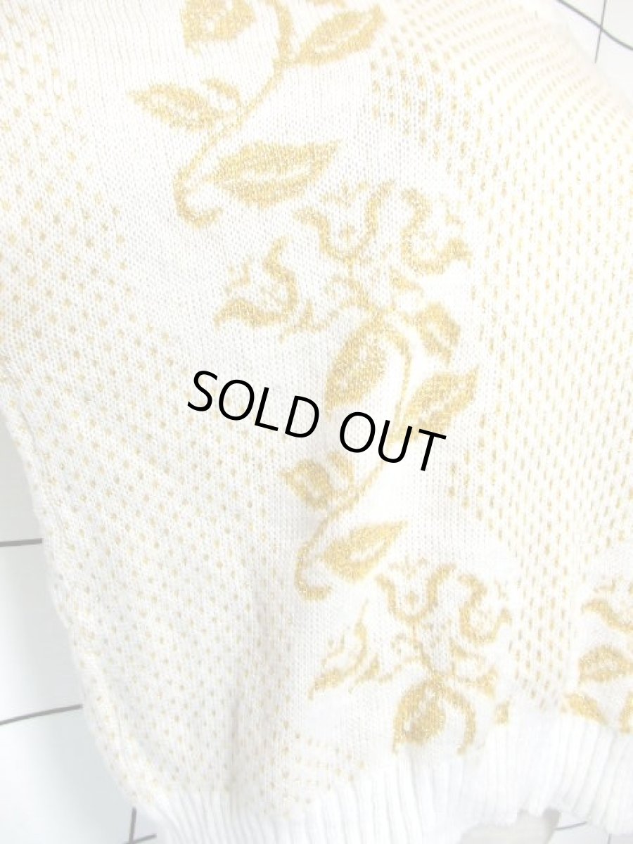 画像10: ニット 花模様編み オーバーサイズコーデにも オフホワイト 長袖 レトロ USA古着 ヴィンテージセーター (10)