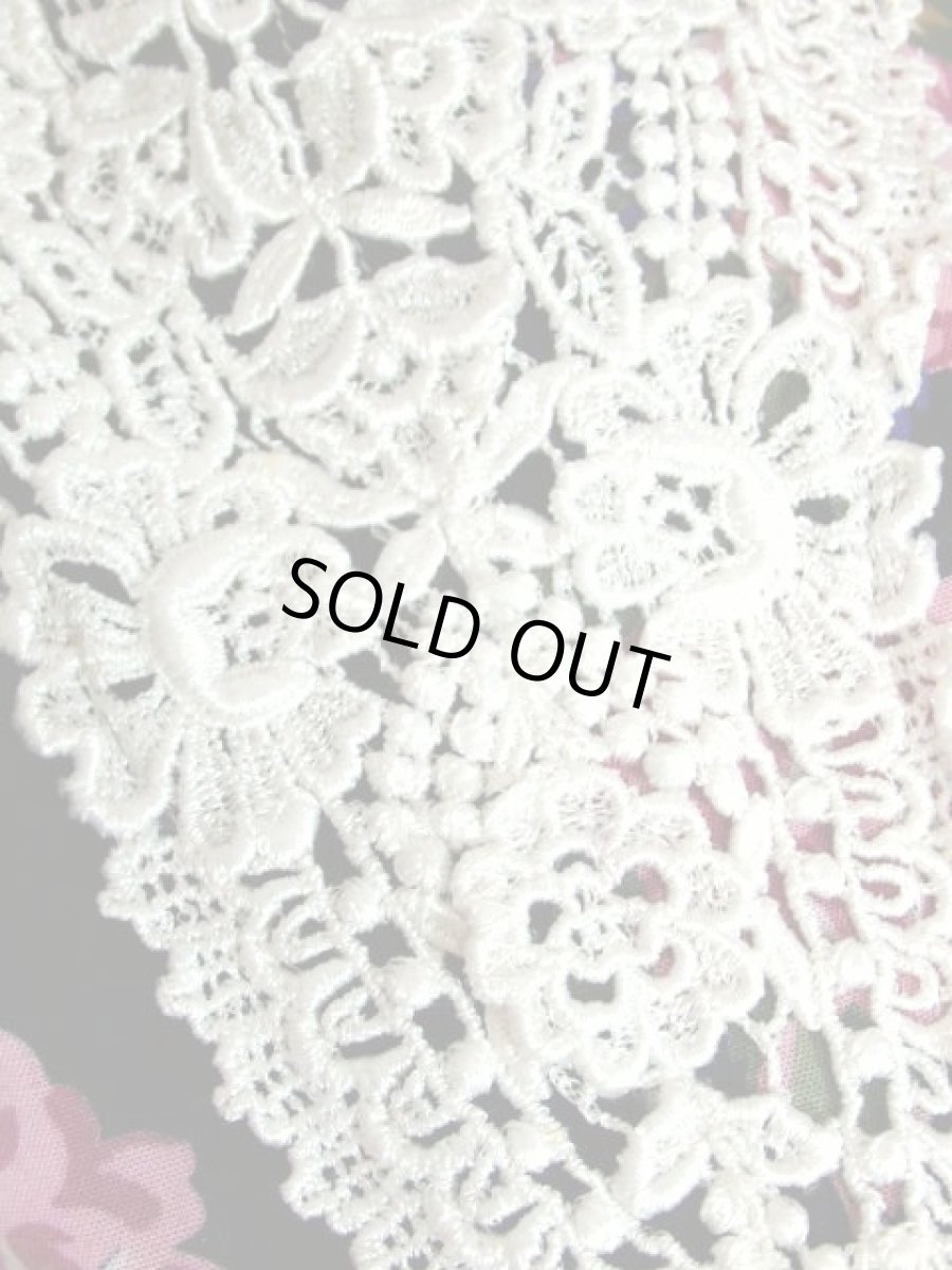 画像14: 大きなレース 花柄 ネイビー クラシカル ガーリー レトロ 長袖 USA古着 ヴィンテージドレスワンピース 【7194】 (14)