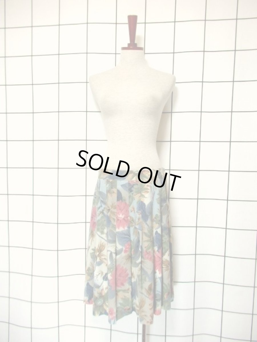 画像3: ボタニカル柄 落ち着いた配色 TALONジッパー レトロ USA古着 ヴィンテージスカート (3)