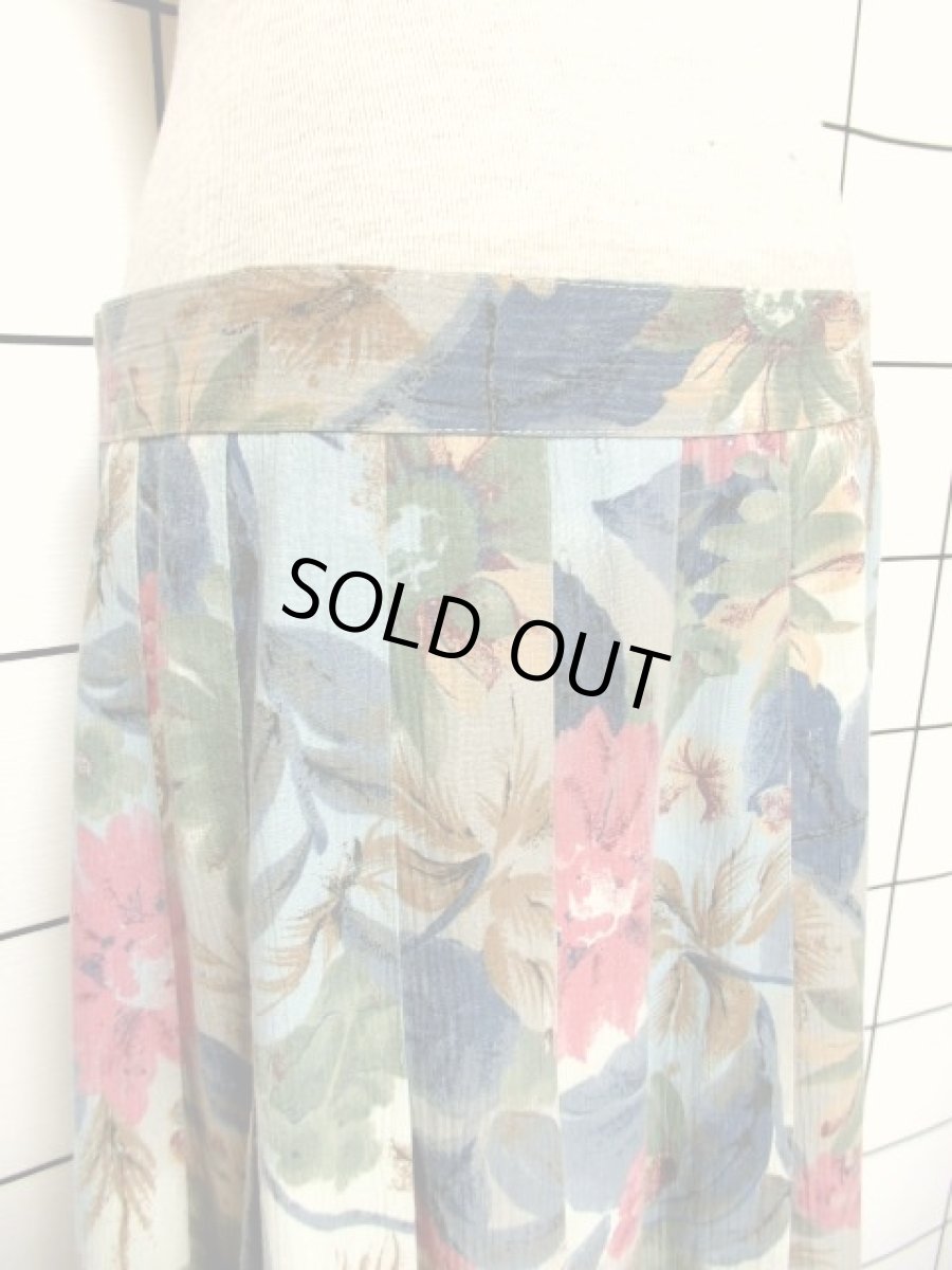 画像2: ボタニカル柄 落ち着いた配色 TALONジッパー レトロ USA古着 ヴィンテージスカート (2)