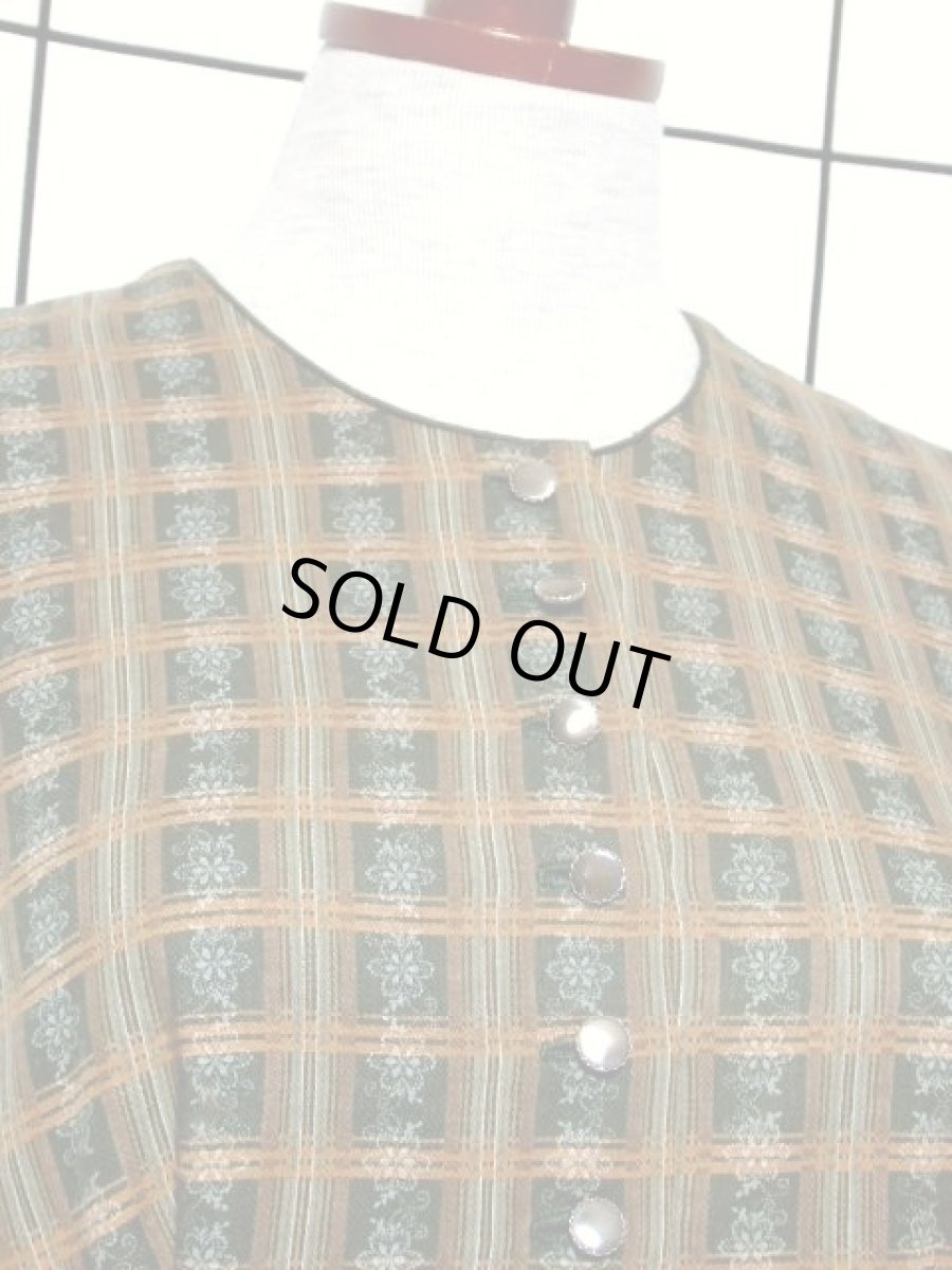 画像3: チェック柄 花柄 ブラック グリーン 切り替えし ノースリーブ クラシカル ディアンドル チロルワンピース ドイツ民族衣装 舞台 演奏会 フォークダンス オクトーバーフェスト 【5666】 (3)