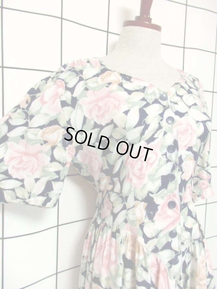 画像4: 総花柄 レトロ USA古着 ヴィンテージワンピース (4)