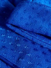 画像15: ドットモチーフ織り ティアード プリーツ ブルー ヨーロッパ古着 レトロ ヴィンテージドレス【7271】 (15)