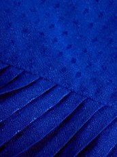 画像14: ドットモチーフ織り ティアード プリーツ ブルー ヨーロッパ古着 レトロ ヴィンテージドレス【7271】 (14)
