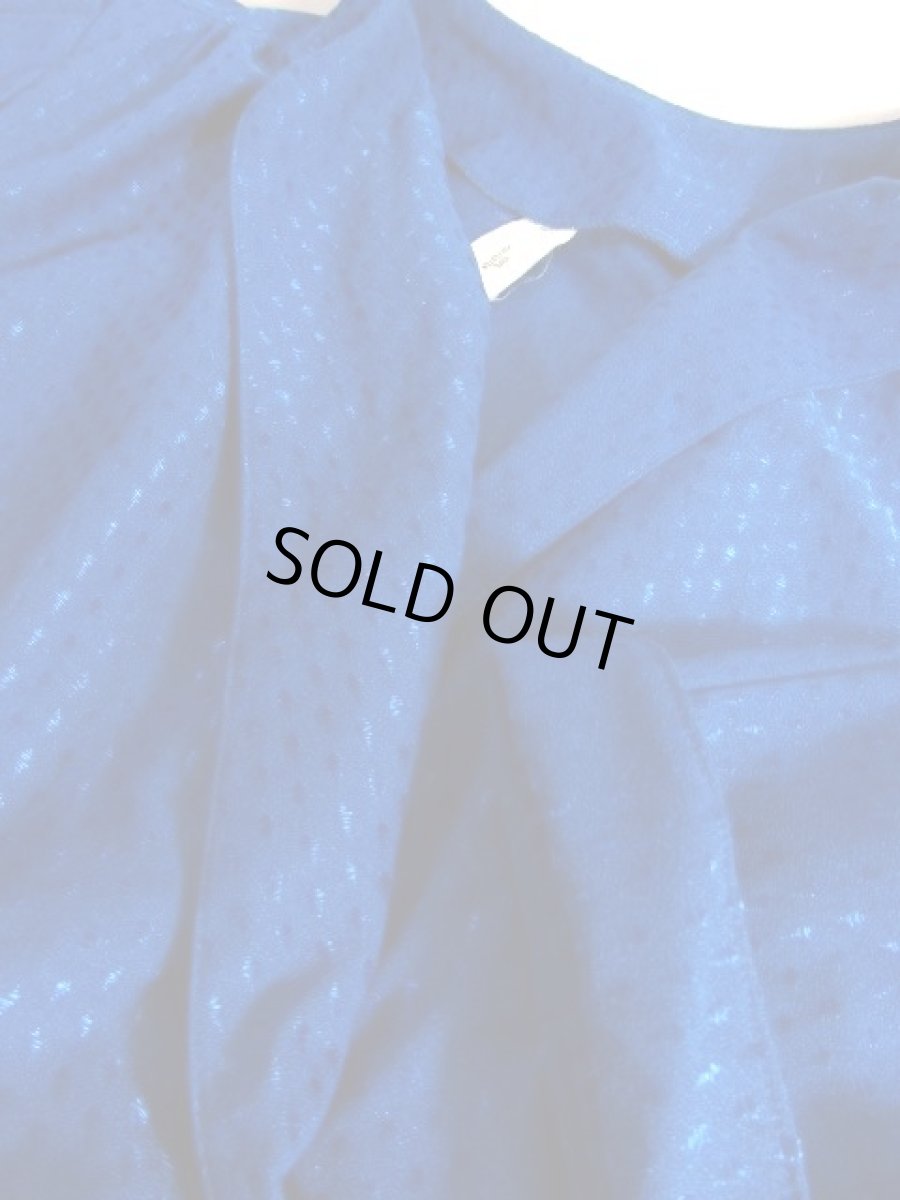 画像13: ドットモチーフ織り ティアード プリーツ ブルー ヨーロッパ古着 レトロ ヴィンテージドレス【7271】 (13)