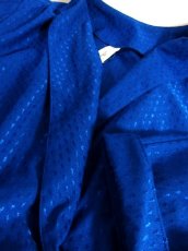 画像13: ドットモチーフ織り ティアード プリーツ ブルー ヨーロッパ古着 レトロ ヴィンテージドレス【7271】 (13)
