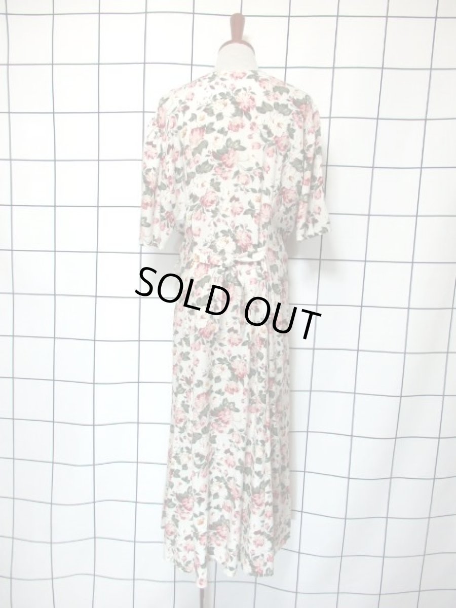 画像5: 花柄 前開き リボン 半袖 レトロ ガーリー ヨーロッパ古着 ヴィンテージワンピース【7288】 (5)