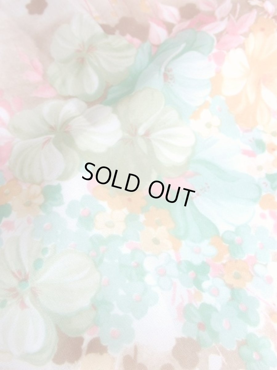 画像15: フランス製 花柄 パステルカラー プリーツ ティアード フレア袖 リボン レトロ ヨーロッパ古着 ヴィンテージドレス【7286】 (15)