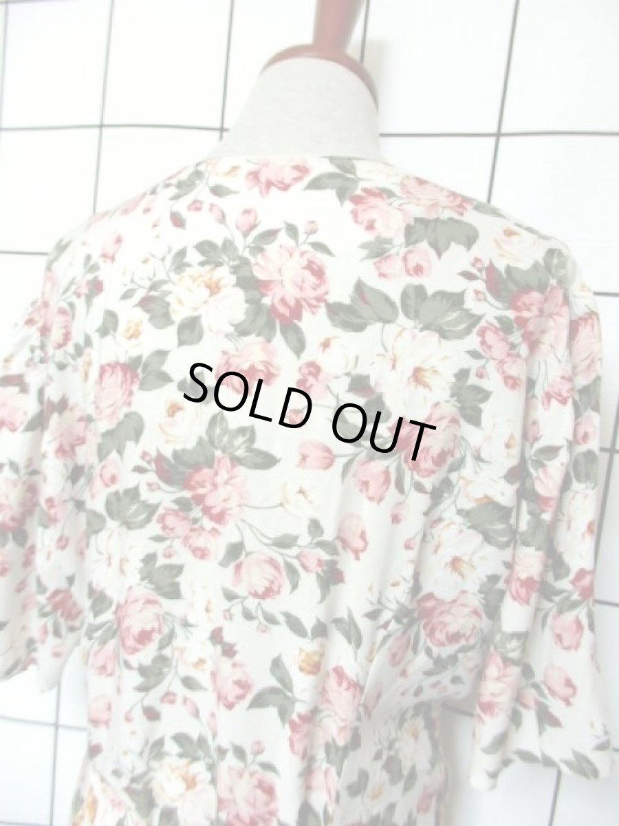 画像6: 花柄 前開き リボン 半袖 レトロ ガーリー ヨーロッパ古着 ヴィンテージワンピース【7288】 (6)