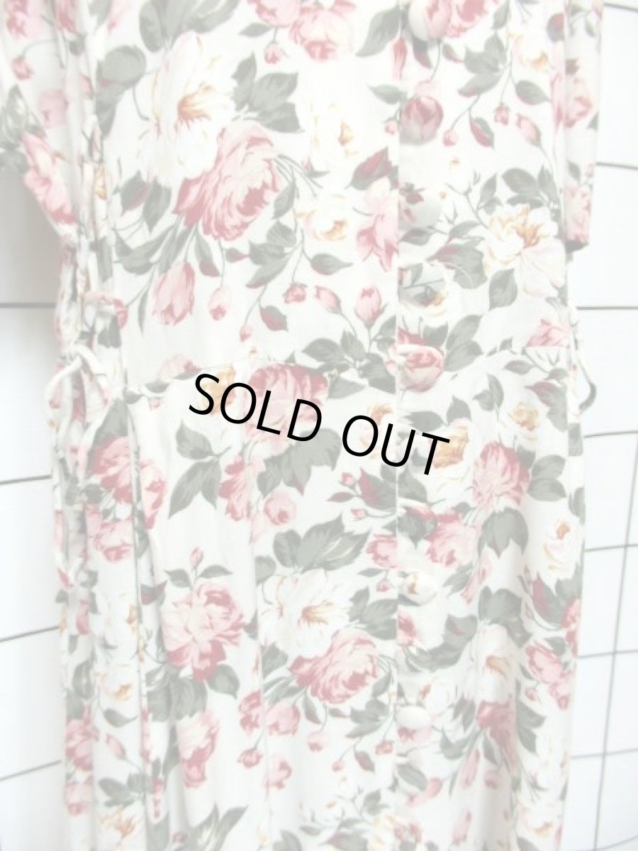 画像13: 花柄 前開き リボン 半袖 レトロ ガーリー ヨーロッパ古着 ヴィンテージワンピース【7288】 (13)