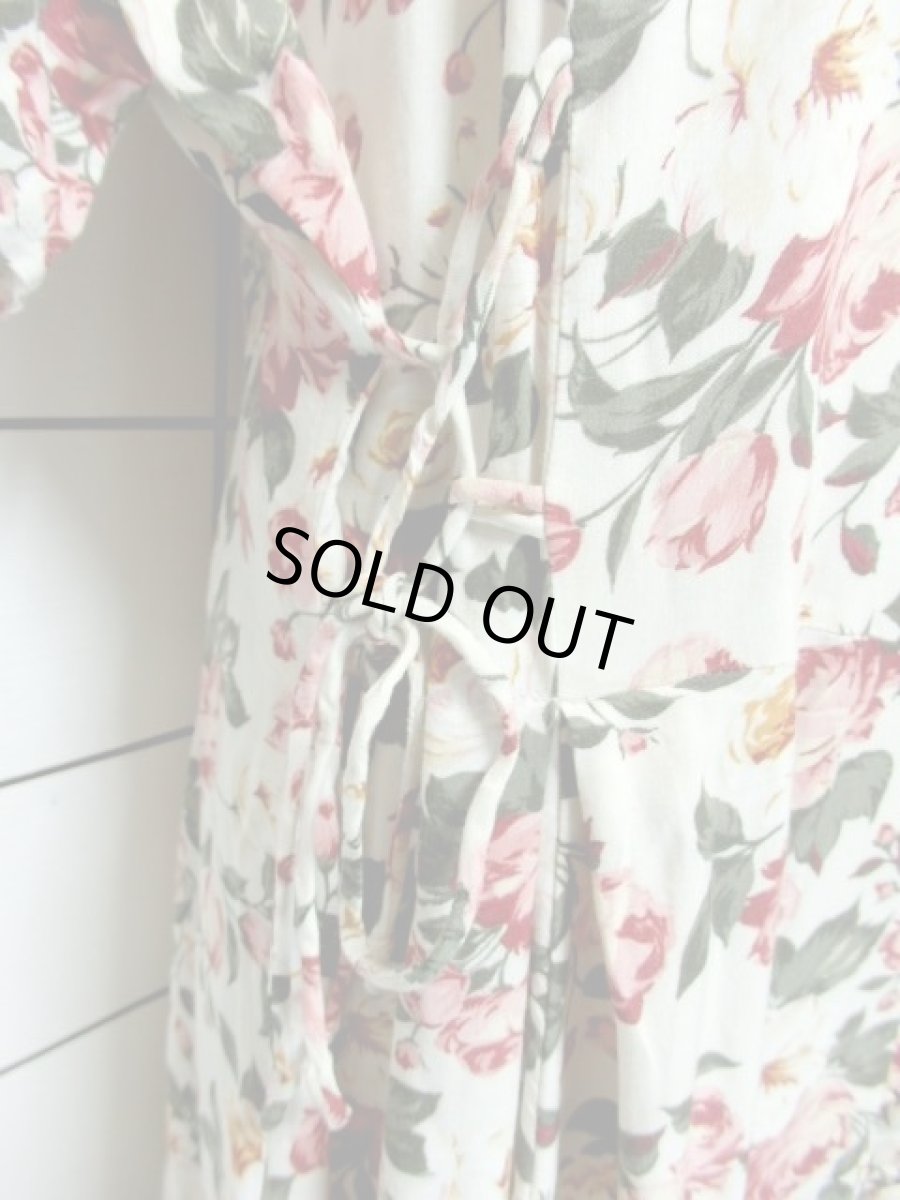 画像12: 花柄 前開き リボン 半袖 レトロ ガーリー ヨーロッパ古着 ヴィンテージワンピース【7288】 (12)