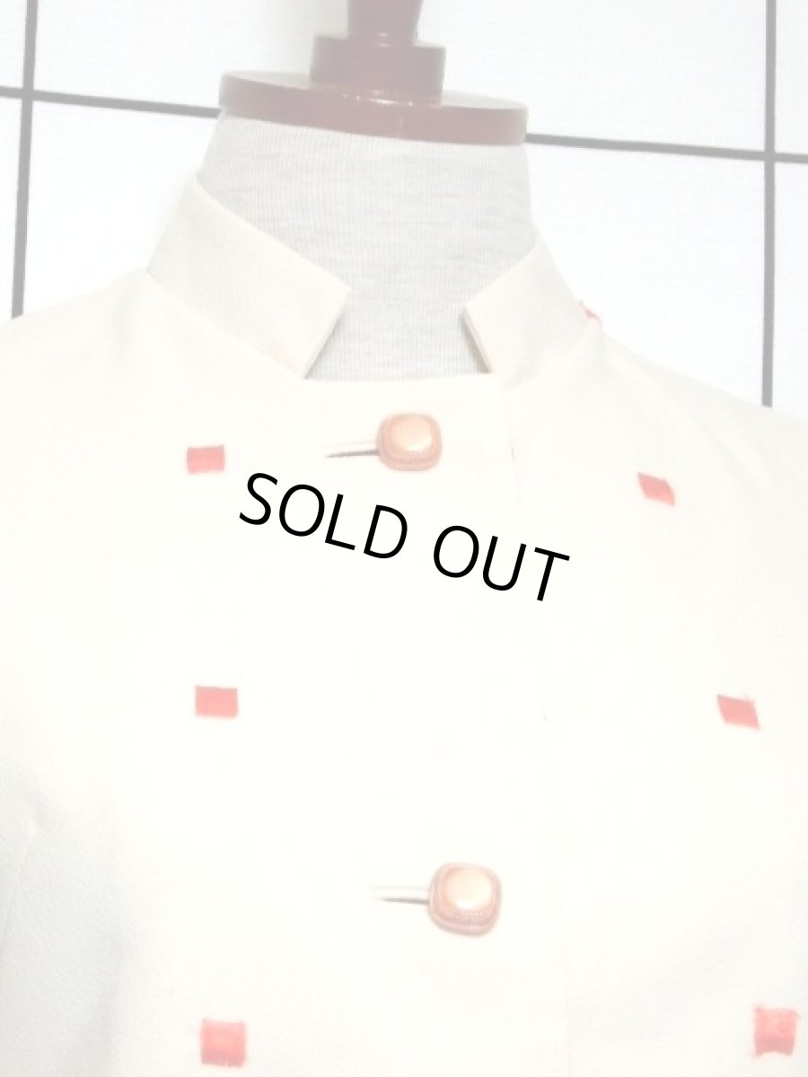 画像3: 刺繍 スクエア 70's 前開き レディース 長袖 昭和レトロ 国産古着 レトロワンピース【7294】 (3)