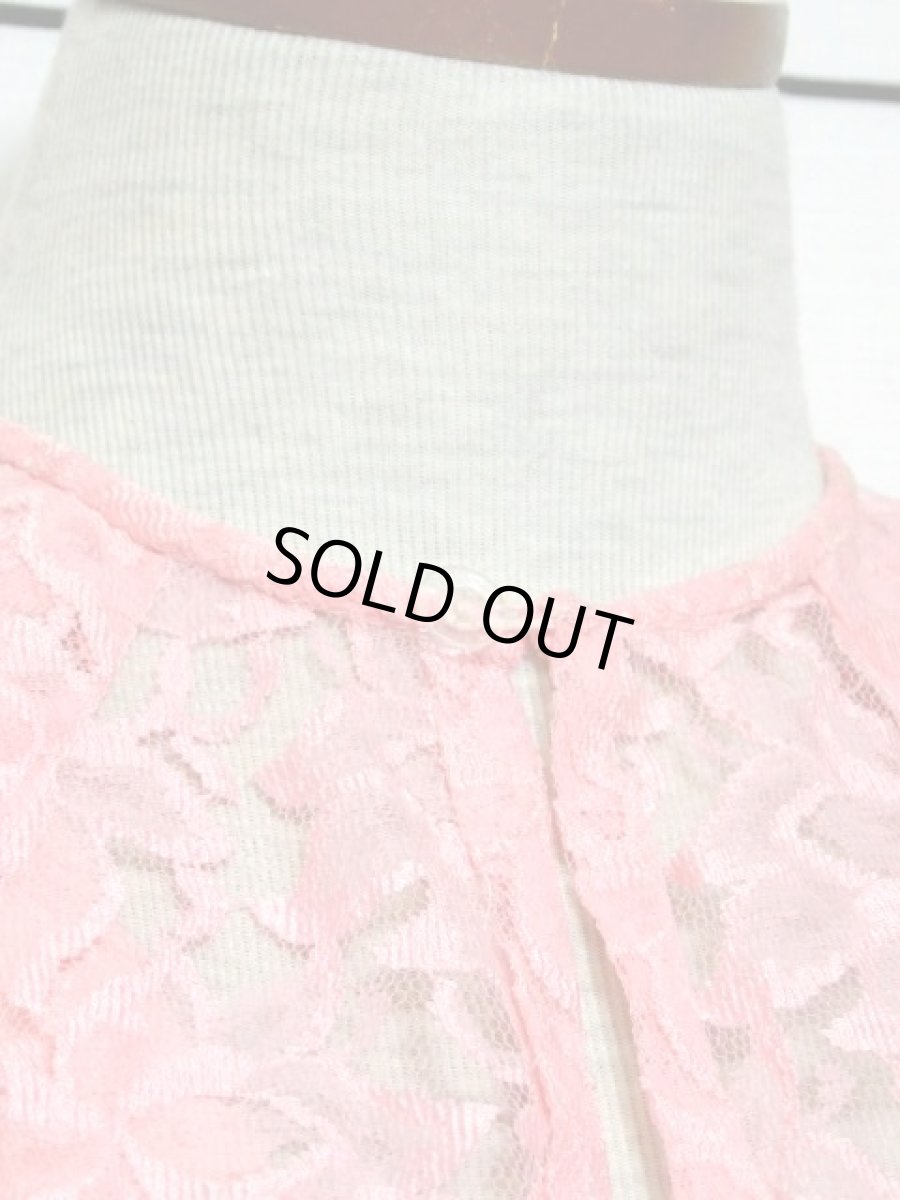 画像8: 総レース ケープ付 ピンク パーティースタイルにも 上品 クラシカル レトロ ヨーロッパ古着 ヴィンテージドレス (8)