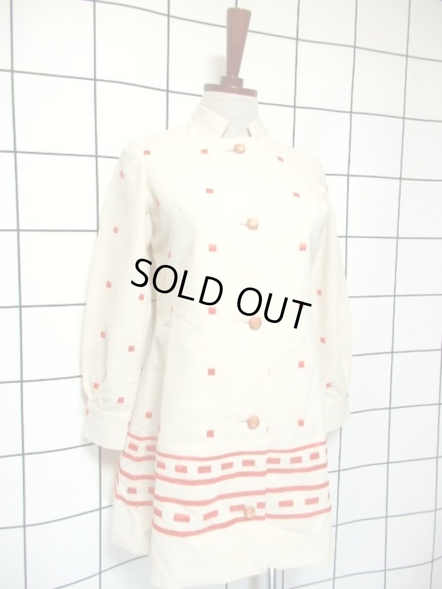 画像7: 刺繍 スクエア 70's 前開き レディース 長袖 昭和レトロ 国産古着 レトロワンピース【7294】 (7)