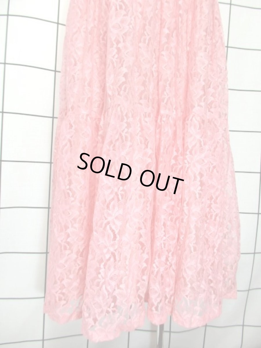 画像10: 総レース ケープ付 ピンク パーティースタイルにも 上品 クラシカル レトロ ヨーロッパ古着 ヴィンテージドレス (10)