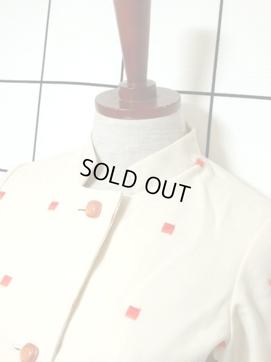 画像8: 刺繍 スクエア 70's 前開き レディース 長袖 昭和レトロ 国産古着 レトロワンピース【7294】 (8)