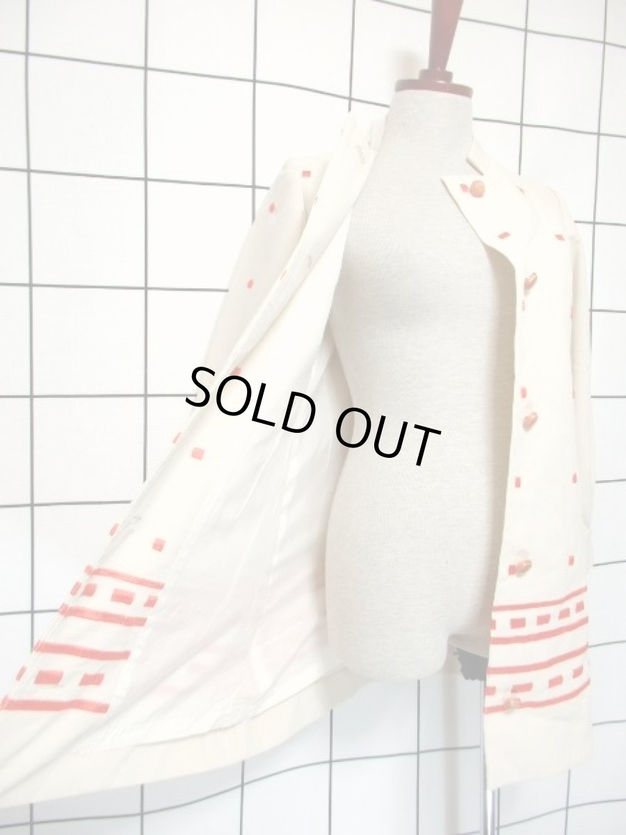 画像13: 刺繍 スクエア 70's 前開き レディース 長袖 昭和レトロ 国産古着 レトロワンピース【7294】 (13)