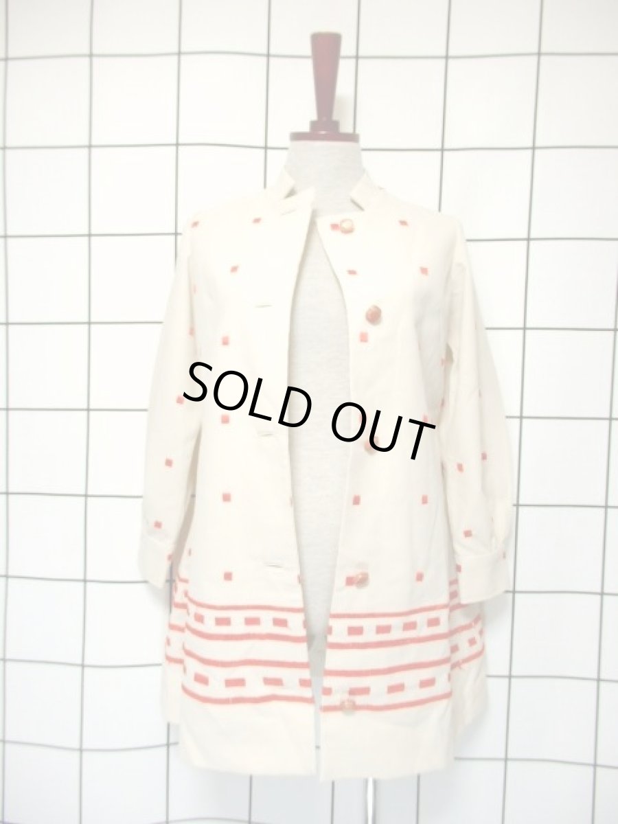 画像12: 刺繍 スクエア 70's 前開き レディース 長袖 昭和レトロ 国産古着 レトロワンピース【7294】 (12)