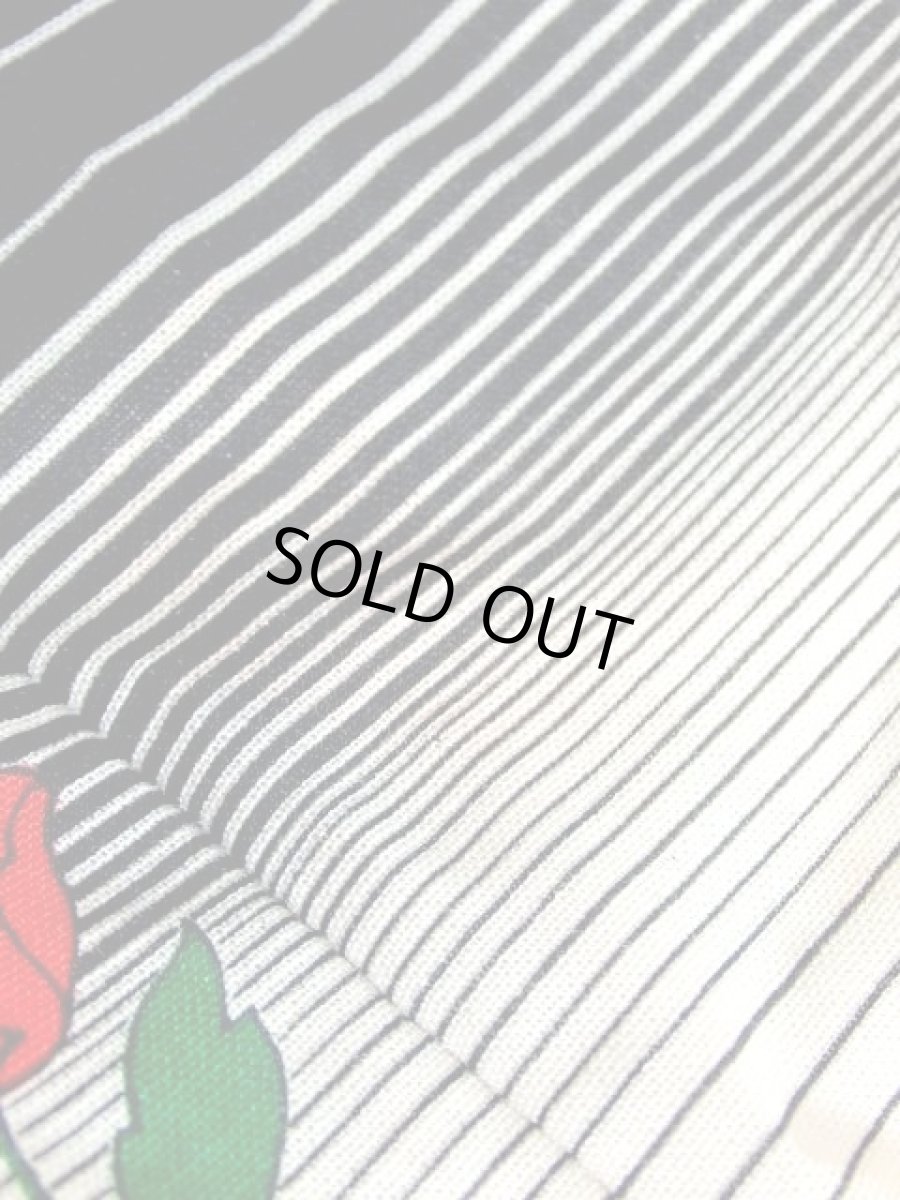 画像15: 薔薇柄 ボーダー 70's 長袖 昭和レトロ 国産古着 レトロワンピース【7304】 (15)