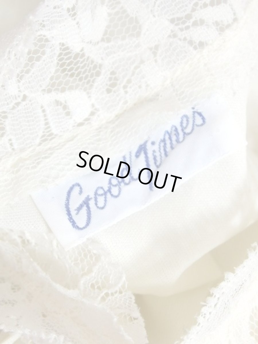 画像15: プリーツ切り替えしデザイン フラワーレース ホワイト パープル ノースリーブ レトロ クラシカル ヨーロッパ古着 ヴィンテージドレス【7303】 (15)