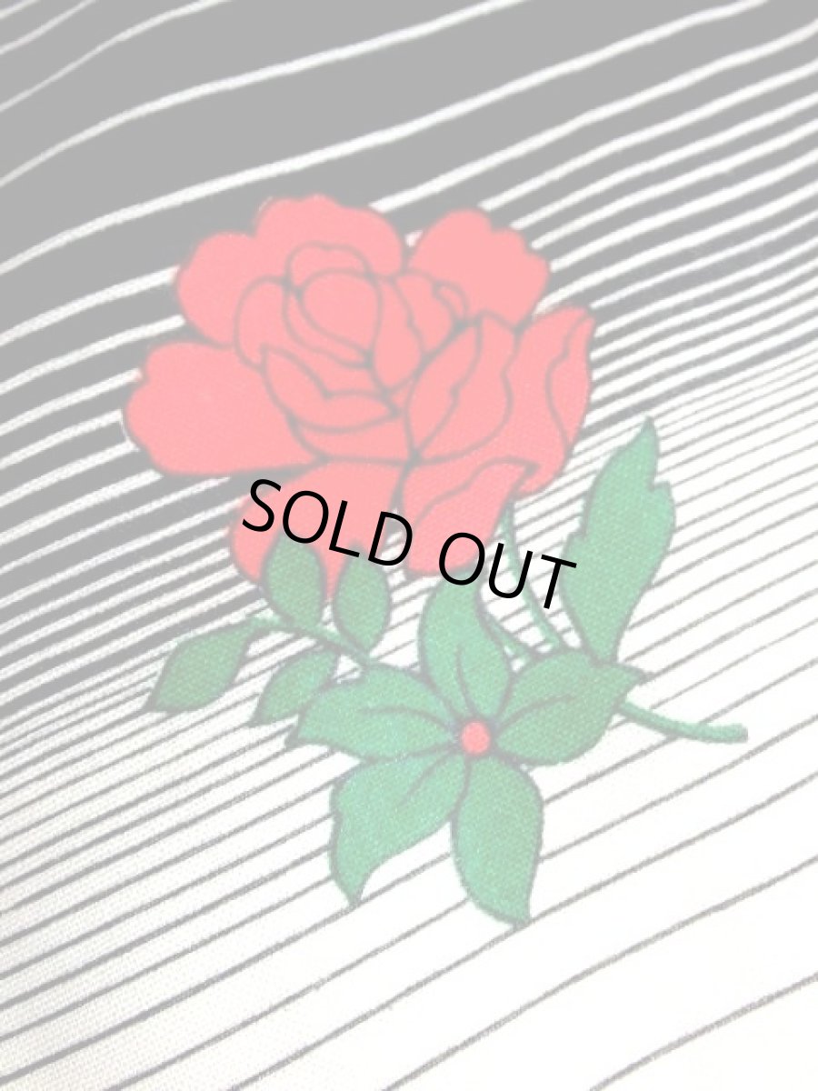 画像14: 薔薇柄 ボーダー 70's 長袖 昭和レトロ 国産古着 レトロワンピース【7304】 (14)